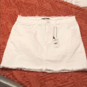 NWT Express white denim skirt with frayed hem.
